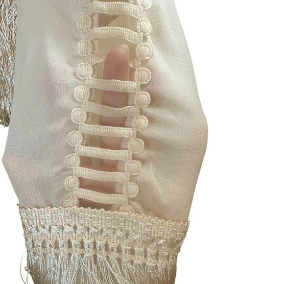 Coastal Cowgirl Blouse Layered Fringe Romantic Sleeve Cutouts Top Size Large - Picture 3 of 14